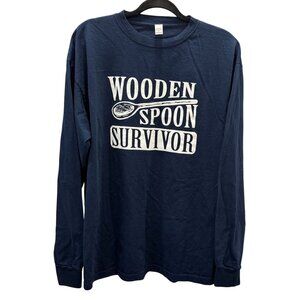 Wooden Spoon Survivor Navy Blue Long Sleeve Shirt XL 100% Cotton Mens